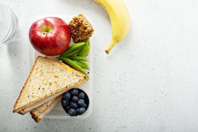 Sandwich and fruit
